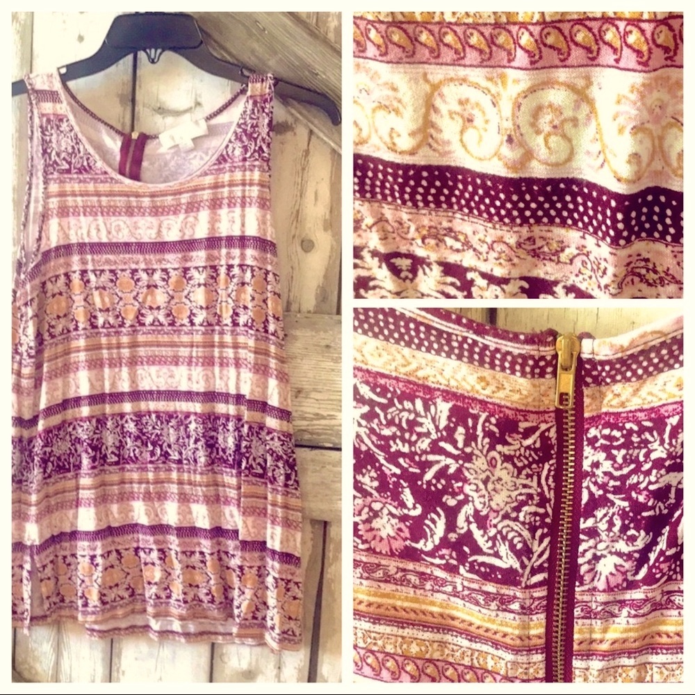 Long multi-patterned tank top